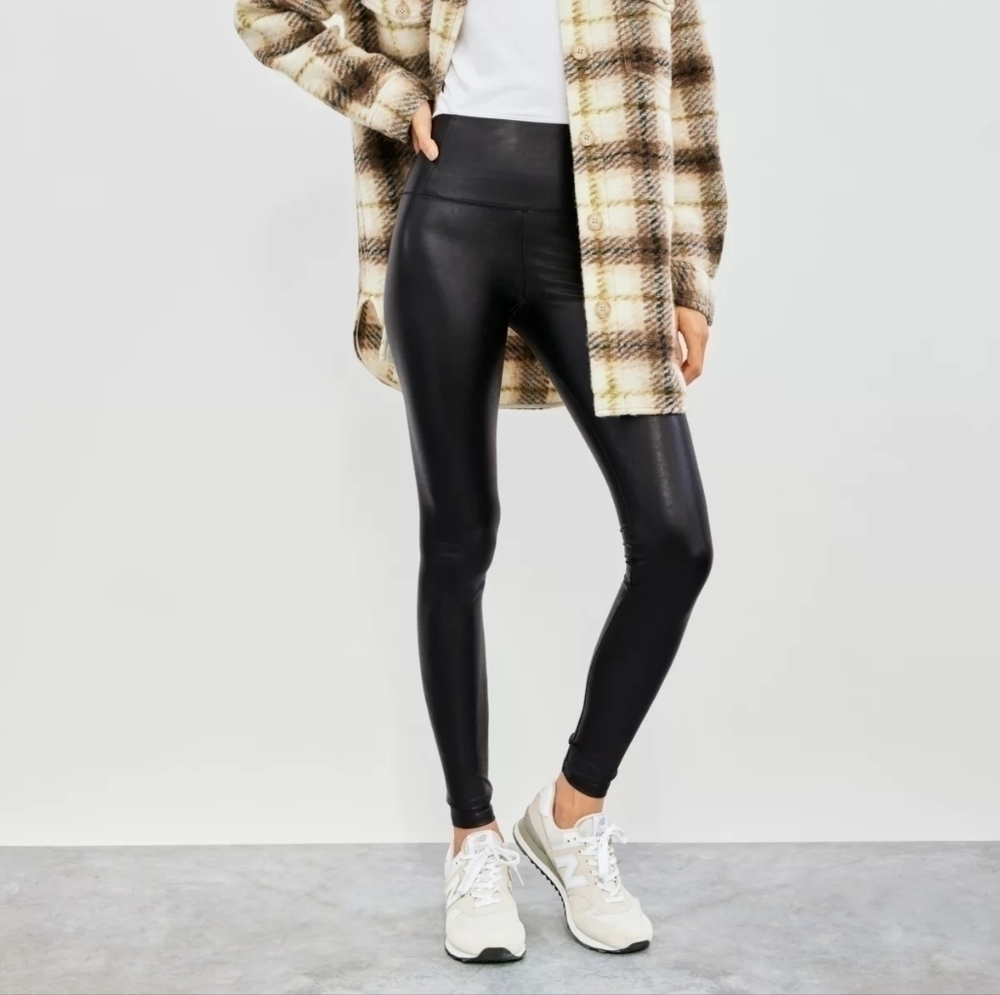 Wilfred Free Daria Pant High-Rise Vegan Leather Faux Black Shiny Leggings Small